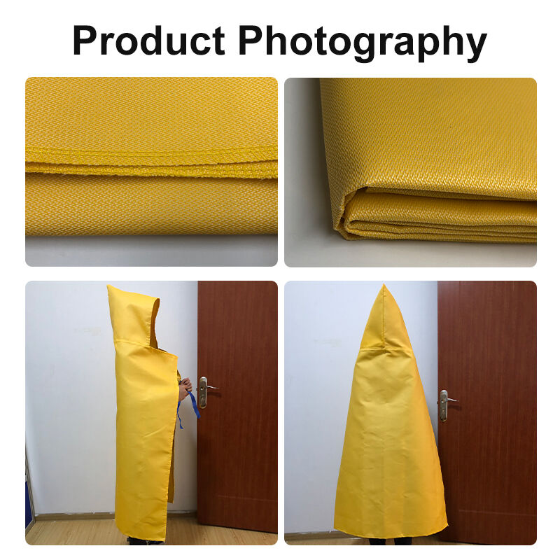 Thickened flame-retardant silicone glass fiber heat insulation fire-resistant escape cape fire rescue fire blanket fire protection suit yellow