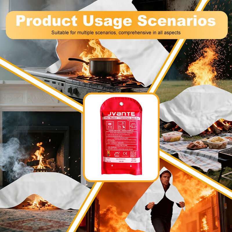 EN 1869 Fire Blanket 1x1m 100% Fiberglass Fire Emergency Blanket Heat Resistant Up To 500℃ For Kitchen Workshop Safety With Storage Bag